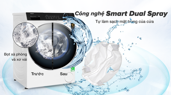 Công nghệ Smart Dual Spray của máy giặt Aqua