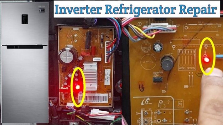 mã lỗi nhận biết qua đèn nháy ở bo mạch điều khiển trên tủ lạnh Samsung Inverter