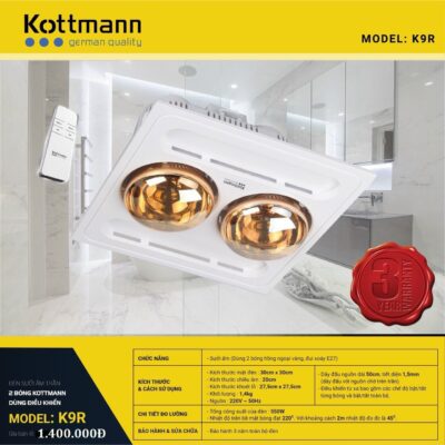 Đèn sưởi nhà tắm Kottmann 2 bóng K9R